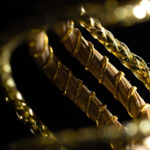 a gold star with lights