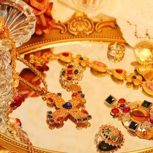a table with jewelry